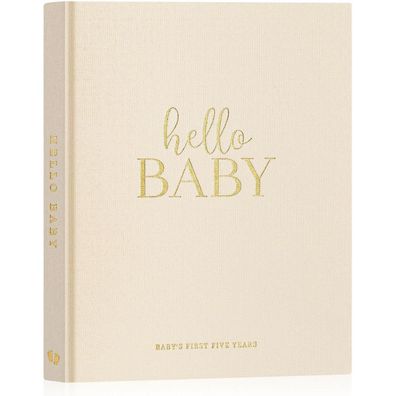 Lanpn Hello Baby Erstes 5 Jahr Babytagebuch für Mädchen & Junge, Leinen