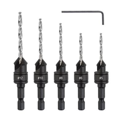 Gunpla 5-teiliges HSS Senker Bohrer Set für Holzbearbeitung, 1/4"