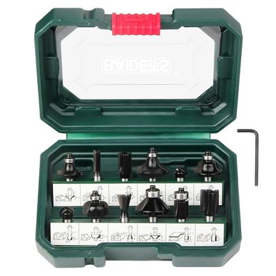 Baidets Pro 12tlg. Hartmetall Fräser Set für Holz mit 8mm Schaft, Zubehör für