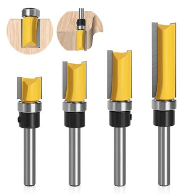 4 Stück 8mm Bündigfräser Set mit Kugellagern für Holzbearbeitung, MDF