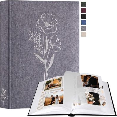 Lanpn Fotoalbum zum Selbstgestalten, Kleines Leinen Fotobuch mit 60 weißen