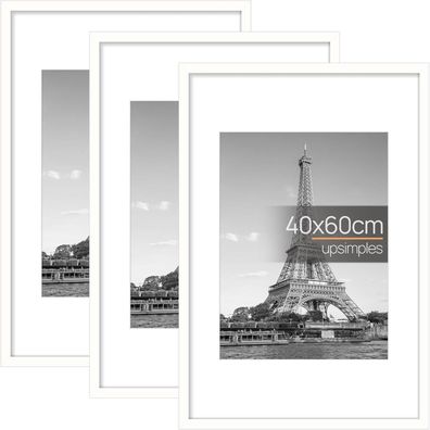 upsimples 3er Pack Bilderrahmen 40x60 cm Weiß - Ideal für Fotos, Bilder und