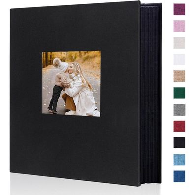 Miaikoe Fotoalbum 10x15 cm, 400 Fotos, Leinen-Einband, Slip-in, Schwarz