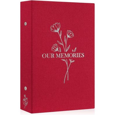 Lanpn Fotoalbum 10x15 Rot, 300 Fotos, Leinen Einsteckalbum OUR Memories für