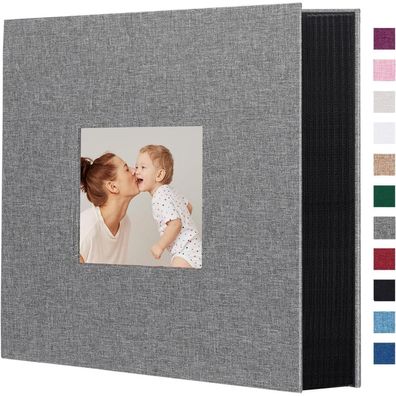 Miaikoe Fotoalbum 10x15 Leinen, 600 Fotos, große Kapazität, Grau