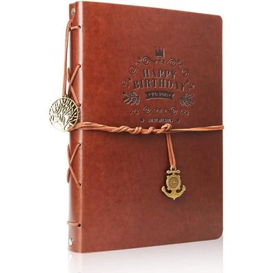 ThxMadam Vintage Leder Scrapbook Fotoalbum, Selbstgestalten Foto Buch mit 60
