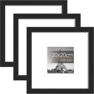 upsimples 3er Pack Bilderrahmen 20x20 cm Schwarz - Perfekt für Fotos, Bilder