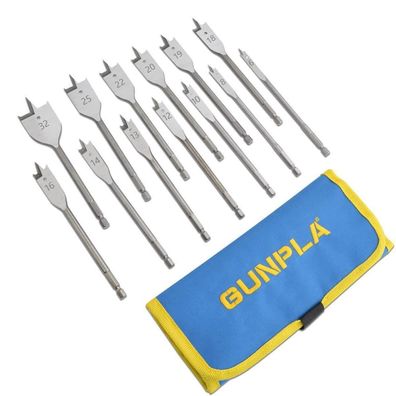 Gunpla 13tlg. Flachfräsbohrer Set 6-32mm, 1/4" Sechskantschaft für Holz, in
