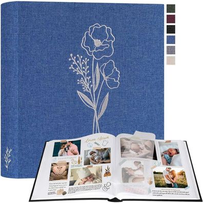 Lanpn Fotoalbum zum Selbstgestalten, Großes Leinen Fotobuch mit 100 weißen