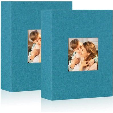 Lanpn Fotoalbum 13x18 cm, 2er Pack, Leinen Einsteckalbum für 100