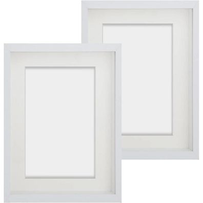 Anhow 2er 3D Bilderrahmen 20x25 cm, Echtglas, 3cm tief, zum Befüllen, mit beige