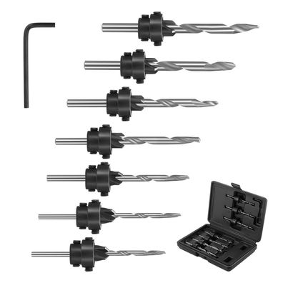 Faankiton 7-teiliges Senker-Bohrer-Set für Holz, Kegelsenker mit einstellbarer