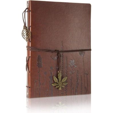 ThxMadam Leder Scrapbook Groß (27,5x20,5CM) Vintage Fotoalbum mit 60 Schwarzen