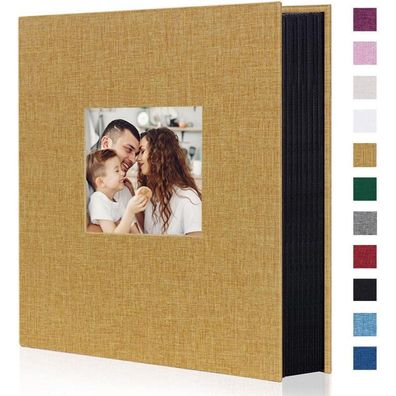 Miaikoe Fotoalbum 10x15 cm, 400 Fotos, Leinen Einband, Khaki - Perfekt für