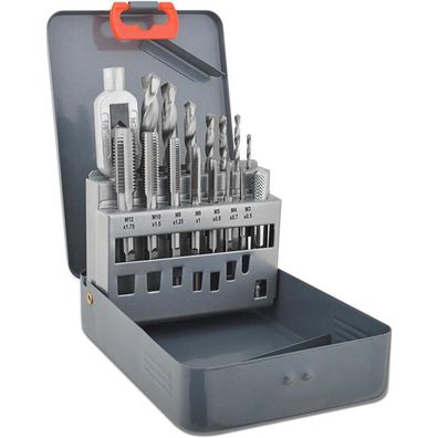 Gunpla 15-teiliges Bohrer- und Gewindebohrer-Set, metrisch M3-M12, mit 7
