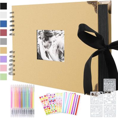 Splend Fotoalbum zum Selbstgestalten, Scrapbook mit 80 Schwarzen Seiten, DIY