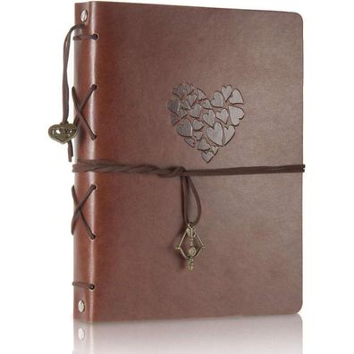 ThxMadam Vintage Leder Scrapbook Album, 60 Schwarze Seiten, DIY Fotoalbum für
