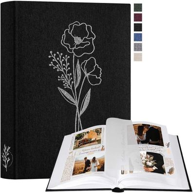 Lanpn Fotoalbum zum Selbstgestalten, Kleines Leinen Fotobuch mit 60 weißen