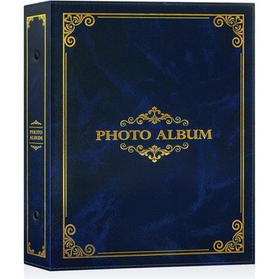 Lanpn Fotoalbum 10x15, 400 Fotos, Einsteckalbum, Blau in Lederoptik