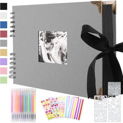 Splend Fotoalbum zum Selbstgestalten, Scrapbook mit 80 Schwarzen Seiten, DIY