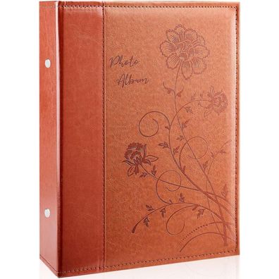 Miaikoe Fotoalbum 10x15 cm, 300 Fotos, Cover, Braun - Große Kapazität Lederoptik