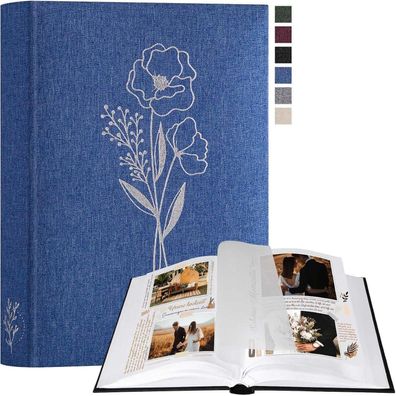 Lanpn Fotoalbum zum Selbstgestalten, kleines Leinen Fotobuch mit 60 weißen