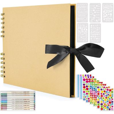 YILEEY Fotoalbum zum Selbstgestalten, DIY Fotobuch mit Zubehör, 80 Schwarz