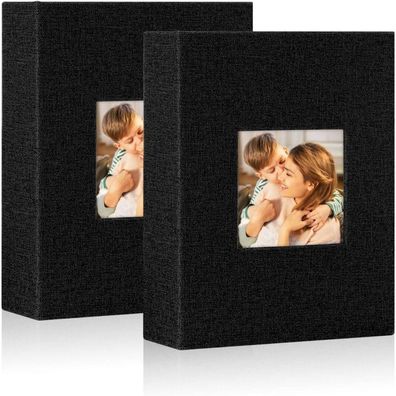 Lanpn Fotoalbum 13x18 cm, 2er Pack, Leinen Einsteckalbum für 100