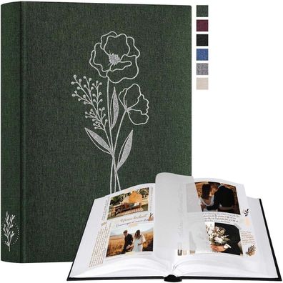 Lanpn Fotoalbum zum Selbstgestalten, Kleines Leinen Fotobuch mit 60 weißen