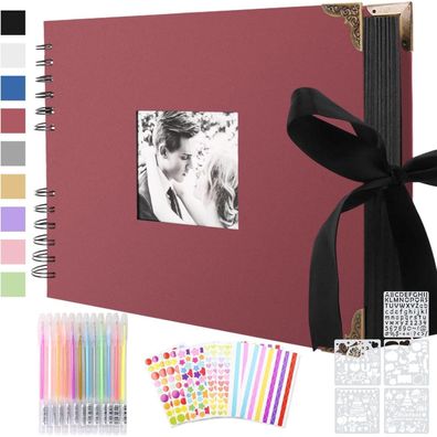 Splend Fotoalbum zum Selbstgestalten, Scrapbook mit 80 schwarzen Seiten, DIY