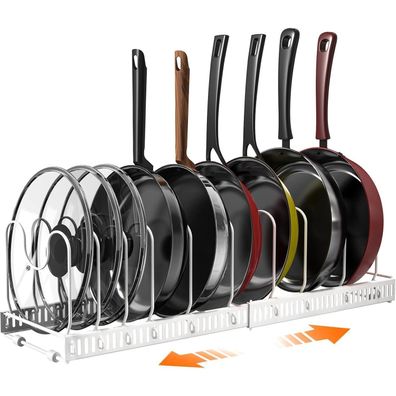 Puricon Topf- und Pfannenhalter Organizer für Küchenschrank und Schublade - Weiß