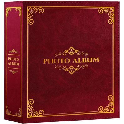Lanpn Fotoalbum Rot für 600 Fotos 10x15cm, Kunstleder Einsteckalbum