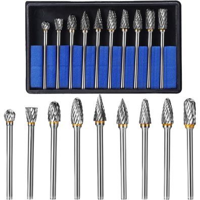 Faankiton 10STK Hartmetall Frässtifte Set mit Doppelschnitt, Wolframkarbid
