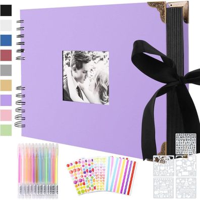 Splend Fotoalbum zum Selbstgestalten, Scrapbook mit 80 Schwarzen Seiten, DIY