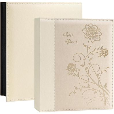 Miaikoe Fotoalbum 10x15 cm, 400 Fotos, großes Leder Cover, beige