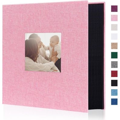 Miaikoe Fotoalbum 10x15 Leinen, großes Slip-in Album für 600 Fotos, Rosa