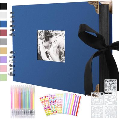 Splend Fotoalbum zum Selbstgestalten, Scrapbook mit 80 Schwarzen Seiten, DIY