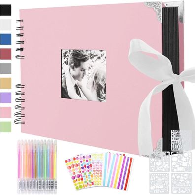 Splend Fotoalbum zum Selbstgestalten, Scrapbook mit 80 Schwarzen Seiten, DIY