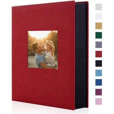 Miaikoe Fotoalbum 10x15 Leinen, 300 Fotos, Slip-in, rot - Ideal für Familie und