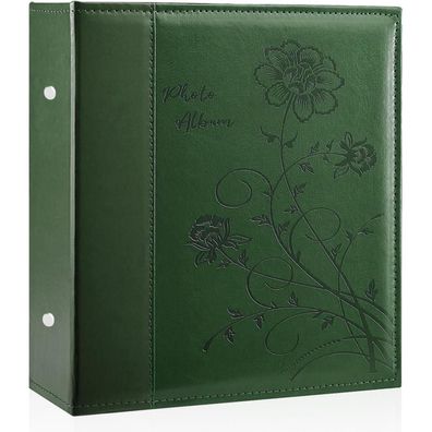 Miaikoe Fotoalbum 10x15 cm, Dunkelgrün - Platz für 400 Fotos im Leder-Cover