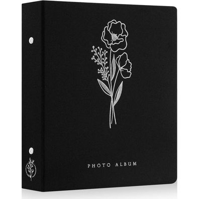 Lanpn Fotoalbum Schwarz, 400 Fotos 11x15/11,5x15, Leinen Einsteckalbum für