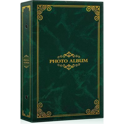Lanpn Fotoalbum 10x15cm, 300 Fotos, Kunstleder Einsteckalbum Grün, 300 Taschen