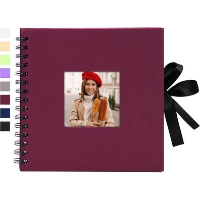 Vienrose Fotoalbum Scrapbook 20,5x20,5 cm DIY Spiralalbum mit 40 schwarzen