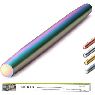 Berglander Teigroller 42cm aus Edelstahl mit Regenbogen Titanbeschichtung für