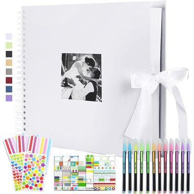 Vienrose Scrapbook Fotoalbum 30x30 cm, DIY Spiralalbum mit 80 schwarzen Seiten