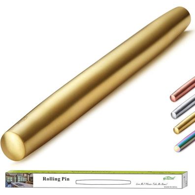 Berglander Teigroller 42cm Edelstahl Nudelholz mit Gold Titan Beschichtung für