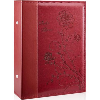 Miaikoe Fotoalbum 10x15 cm, Leder-Cover, Rot, für 300 Fotos, große Kapazität