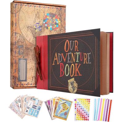 JIMBON Abenteuer Buch Fotoalbum zum Selbstgestalten, Retro Stil, DIY Reise