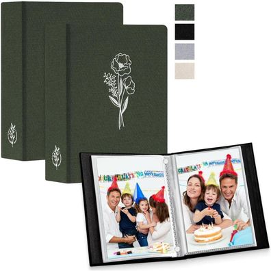 Lanpn Mini Leinen Fotoalbum für 9x13 cm Fotos, 2er Pack, 50 Fotos pro Album