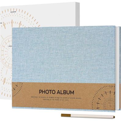 Vienrose Selbstklebendes Fotoalbum 21,5x30cm Himmelblau, Leinen, 60 Seiten zum